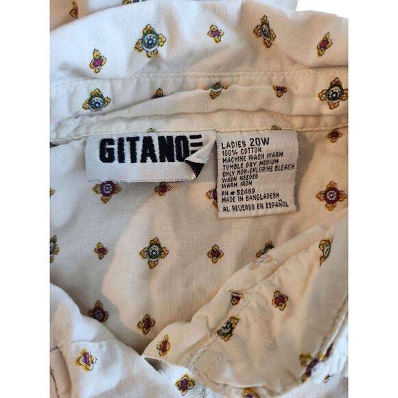 Vintage 80s Gitano Off White Button Up Shirt Size 20W Oversized Baggy - Picture 5 of 5